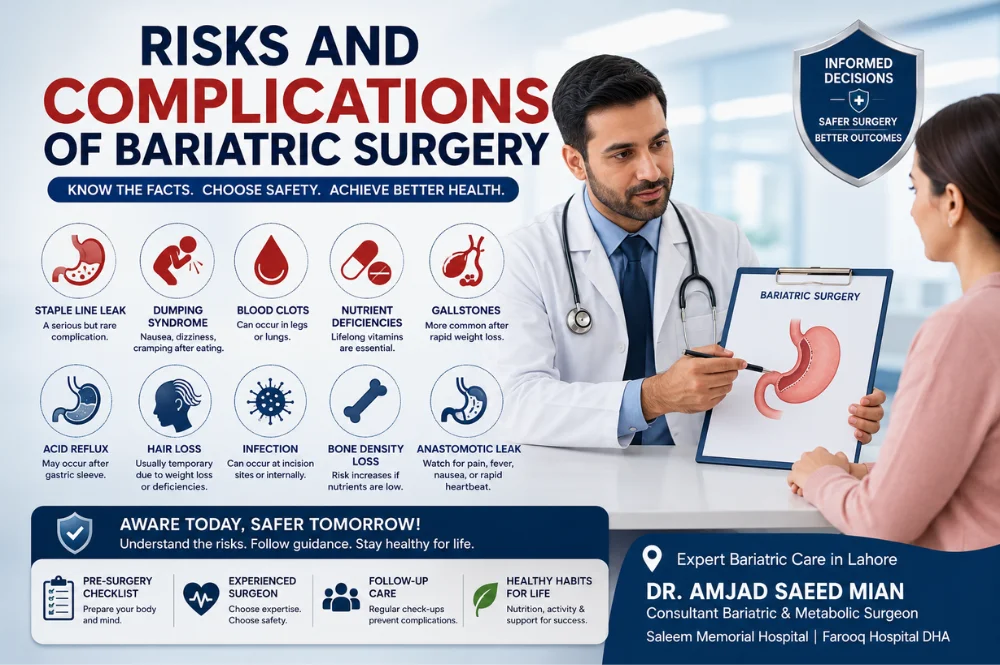 Risks and complications of bariatric surgery explained by a surgeon.